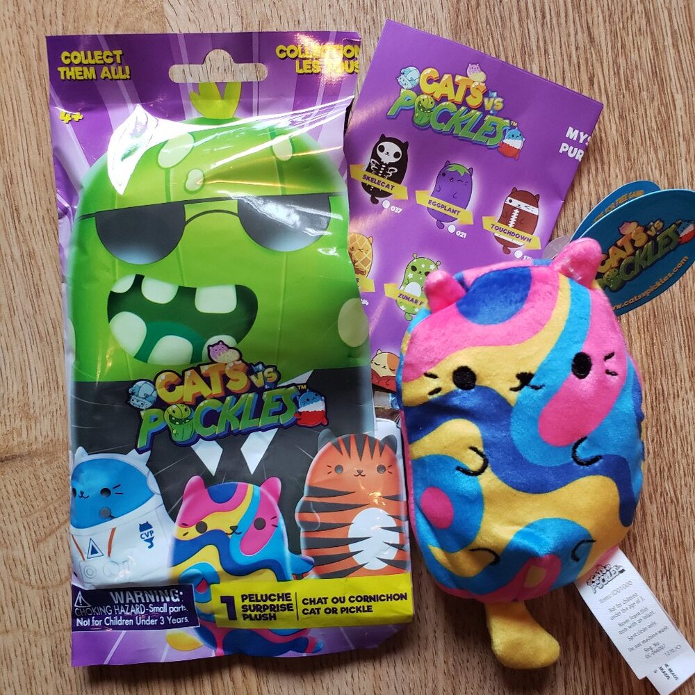 Cats Vs Pickles 4” Psychedeli-kitty Plush Bean Bag With Tags